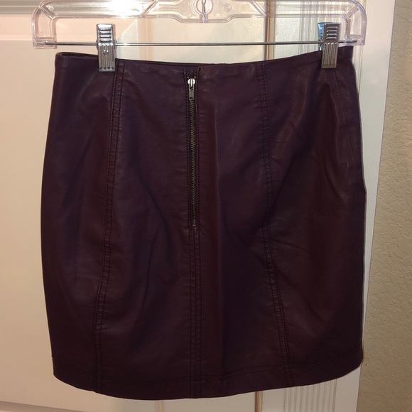 Free People Modern Femme Wine Leather Skirt - Picture 4 of 5